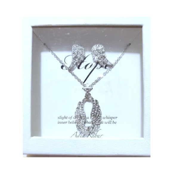 New Adia Kibur Angel Wing Jewelry Set With Sparkling Cubic Zirconias
